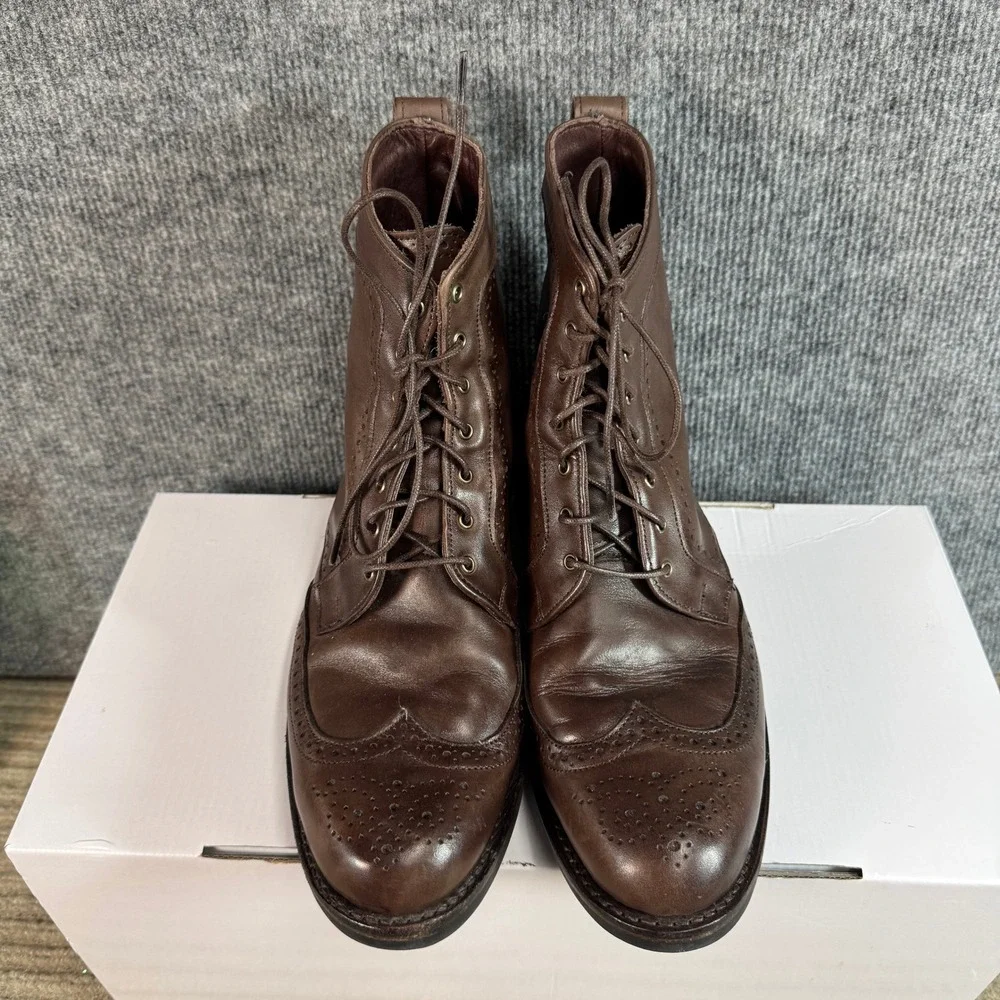 Allen Edmonds Dalton Dark Brown Leather Wingtip Dress Boots Dainite Sole 10.5
